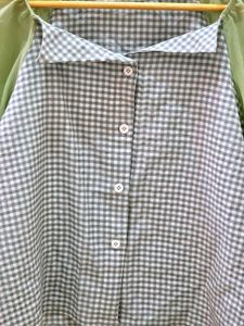 Charming Gingham &amp; Sheer Sleeve Blouse