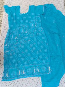 Blue Embroidered Kurta Set