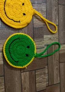 Crochet Smiley Face Keychain