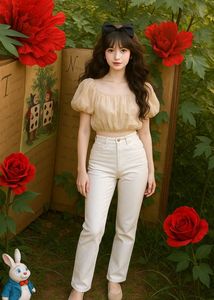 Sheer Korean Puff Sleeve Crop Top