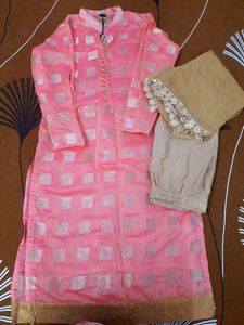 Chanderi Cotton Kurta ,Pant, Dupatta