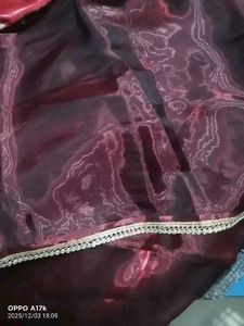 Maroon Embroidered saare with ready blouse