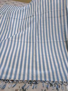 Blue &amp; White Striped Throw Blanket Top Sheet