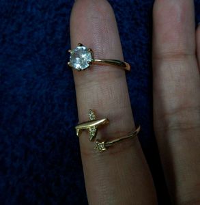 Set Of 2 Gold Colour Rings For Women