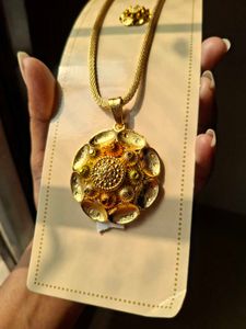 Gold Plated Necklace With Earings