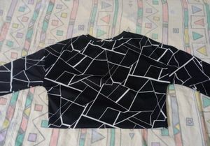 Shein Black And White Crop Top For Women