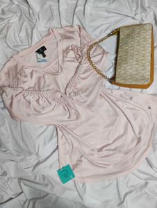 ✨Light Blush Pink Satin-Finish Top