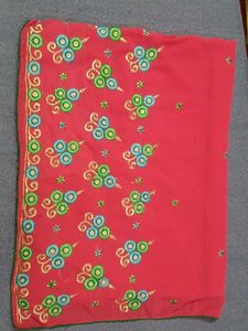 Elegant Embroidered dark pink saree