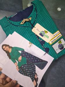 Green Printed Kurta Set