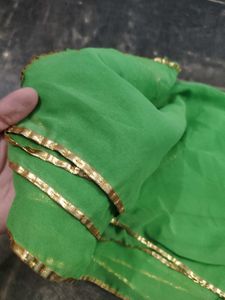 Green Dupatta with Gold Border