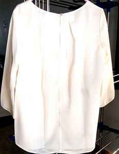 Casual Regular Sleeves Solid Women White Cream Top