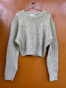 Korean Woollen Cropped Sweater