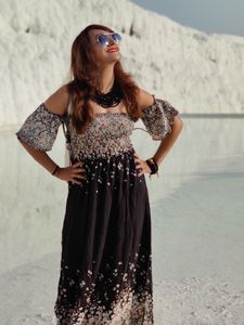 Sassy Cheeky Premium Off Shoulder Dress With Slit