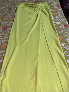 Chartreuse Twist Front Long Skirt