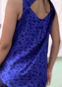 Blue Animal Print Sleeveless Top