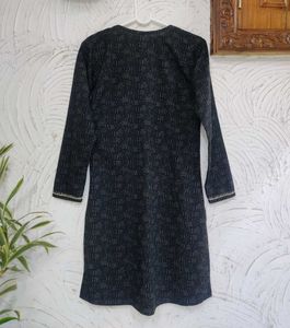 Charcoal Black Embroidered Kurta