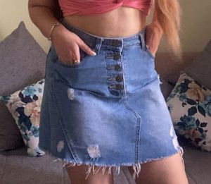 Shein Ripped Denim Mini Skirt