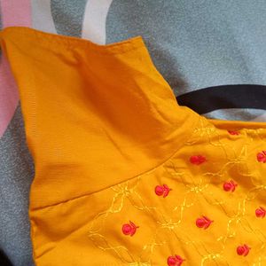 Yellow Embroidered Kurti