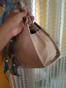 Nude Handbag With Attachable Belt