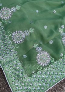 Green Embroidered Saree