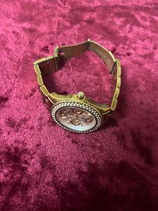 Authentic Fossil Rose Gold-Tone Crystal Accent Wat