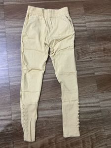 Light Yellow Button-Detail Pants