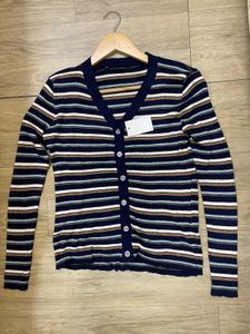 Striped Button-Down Cardigan