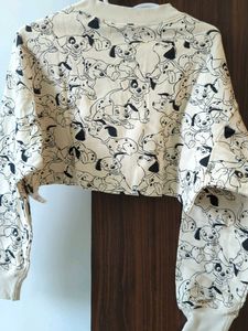 Dog Print Cropped Sweatshirt