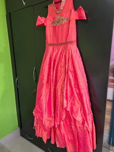 Gorgeous Pink Embroidered Gown with Adjustable Siz