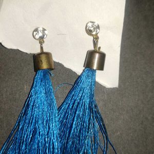 White Stoned Blue Earrings