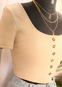 Shein Cute Beige Crop Top