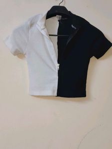 Two-Tone Zip-Up Top