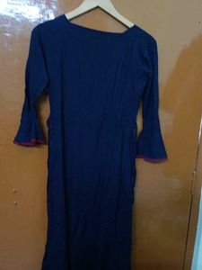Long Round Kurta With Small Scarf.