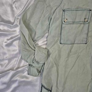 Denim Shirt High Low