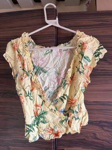 Yellow Wrap Crop Top