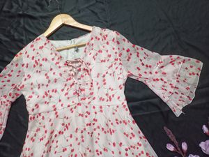 Baby Pink Cherry printed Dress