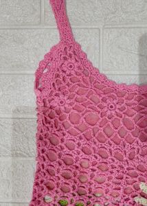 A Beautiful Crochet Top Having Beautifu Flower.🌸.