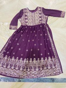 Purple &amp; Gold Embellished Nayra Dress