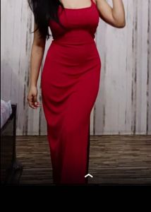 Red  Slitted Maxi Dress