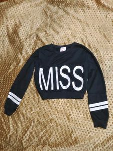 MISS Black Cropped Sweatshirt