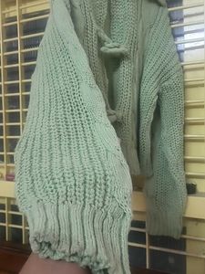 Green Knit Toggle Cardigan