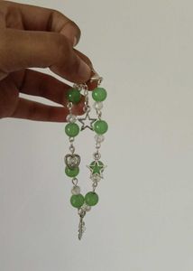 Green Beaded Charm Bracelet