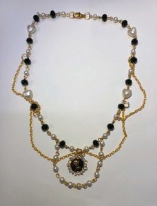 Beautiful Handmade Golden Black and White Necklace