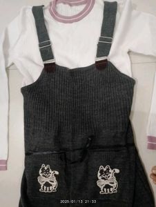 Cute Cat Applique Jumper Dress
