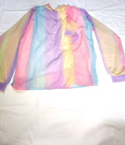 Rainbow Chiffon Ruffle Blouse