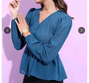 Navy Blue Peplum Top