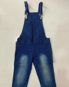 Denim Blue Dungarees with Star Pattern