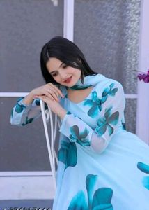 New/Unused Floral Printed Gown With Dupatta