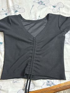 Black Cinched Crop Top