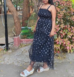 Black Floral Mesh Maxi Dress